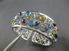 LARGE 22.07CT DIAMOND & MULTI GEM 14KT WHITE GOLD FILIGREE CUFF BANGLE BRACELET