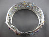 LARGE 22.07CT DIAMOND & MULTI GEM 14KT WHITE GOLD FILIGREE CUFF BANGLE BRACELET