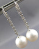 LARGE .35CT DIAMOND & AAA SOUTH SEA PEARL 18KT WHITE GOLD BEZEL HANGING EARRINGS