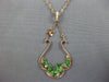 1.53CT DIAMOND & AAA TSAVORITE 14KT ROSE GOLD FLOWER TEAR DROP FLOATING PENDANT