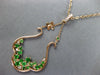 1.53CT DIAMOND & AAA TSAVORITE 14KT ROSE GOLD FLOWER TEAR DROP FLOATING PENDANT