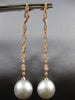 LONG .58CT DIAMOND & SOUTH SEA PEARL 18KT ROSE GOLD TEAR DROP HANGING EARRINGS