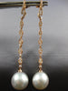 LONG .58CT DIAMOND & SOUTH SEA PEARL 18KT ROSE GOLD TEAR DROP HANGING EARRINGS