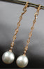 LONG .58CT DIAMOND & SOUTH SEA PEARL 18KT ROSE GOLD TEAR DROP HANGING EARRINGS