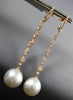 LONG .58CT DIAMOND & SOUTH SEA PEARL 18KT ROSE GOLD TEAR DROP HANGING EARRINGS