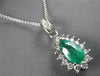 1.96CT DIAMOND & COLOMBIAN EMERALD 14K WHITE GOLD PEAR SHAPE HALO PENDANT #27053