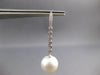 LARGE .35CT DIAMOND & AAA SOUTH SEA PEARL 18KT WHITE GOLD BEZEL HANGING EARRINGS