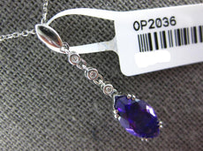 5.5CT DIAMOND & AAA AMETHYST 14KT WHITE GOLD 3D MARQUISE ETOILE FLOATING PENDANT