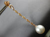 LONG .58CT DIAMOND & SOUTH SEA PEARL 18KT ROSE GOLD TEAR DROP HANGING EARRINGS