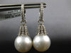 .60CT DIAMOND & SOUTH SEA PEARL 18K WHITE GOLD 3D CLASSIC CROWN HANGING EARRINGS