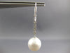 LARGE .35CT DIAMOND & AAA SOUTH SEA PEARL 18KT WHITE GOLD BEZEL HANGING EARRINGS