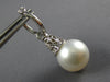 .60CT DIAMOND & SOUTH SEA PEARL 18K WHITE GOLD 3D CLASSIC CROWN HANGING EARRINGS