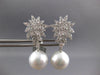 LARGE 2.88CT DIAMOND AAA SOUTH SEA PEARL 18KT WHITE GOLD FLOWER HANGING EARRINGS