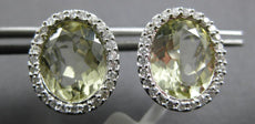 7.20CT DIAMOND & AAA GREEN AMETHYST 14KT WHITE GOLD OVAL HALO CLIP ON EARRINGS