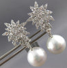 LARGE 2.88CT DIAMOND AAA SOUTH SEA PEARL 18KT WHITE GOLD FLOWER HANGING EARRINGS