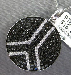 1.84CT WHITE & BLACK DIAMOND 14K WHITE GOLD CIRCULAR PEACE SIGN FLOATING PENDANT