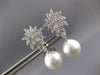 LARGE 2.88CT DIAMOND AAA SOUTH SEA PEARL 18KT WHITE GOLD FLOWER HANGING EARRINGS