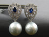 2.16CT DIAMOND & SAPPHIRE & AAA SOUTH SEA PEARL 18K WHITE GOLD HANGING EARRINGS
