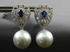 2.16CT DIAMOND & SAPPHIRE & AAA SOUTH SEA PEARL 18K WHITE GOLD HANGING EARRINGS