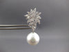 LARGE 2.88CT DIAMOND AAA SOUTH SEA PEARL 18KT WHITE GOLD FLOWER HANGING EARRINGS