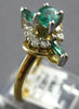 .70CT DIAMOND & AAA EMERALD 14KT 2 TONE GOLD 3D ROUND & MARQUISE FLOWER FUN RING
