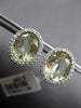 7.20CT DIAMOND & AAA GREEN AMETHYST 14KT WHITE GOLD OVAL HALO CLIP ON EARRINGS