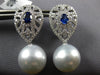 2.16CT DIAMOND & SAPPHIRE & AAA SOUTH SEA PEARL 18K WHITE GOLD HANGING EARRINGS