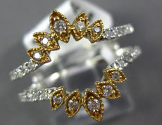.37CT DIAMOND 14K 2 TONE GOLD 3D FILIGREE MARQUISE SHAPE INSERT ANNIVERSARY RING