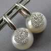 .47CT DIAMOND & SOUTH SEA PEARL 18KT WHITE GOLD FLOWER HUGGIE HANGING EARRINGS