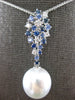 .80CT DIAMOND & SAPPHIRE & AAA SOUTH SEA PEARL 18KT WHITE GOLD TEAR DROP PENDANT