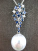 .80CT DIAMOND & SAPPHIRE & AAA SOUTH SEA PEARL 18KT WHITE GOLD TEAR DROP PENDANT