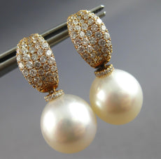 LARGE 1.12CT DIAMOND & SOUTH SEA PEARL 18KT ROSE GOLD MULTI ROW HUGGIE EARRINGS
