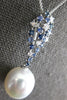 .80CT DIAMOND & SAPPHIRE & AAA SOUTH SEA PEARL 18KT WHITE GOLD TEAR DROP PENDANT