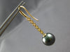 LARGE .35CT DIAMOND & AAA TAHITIAN PEARL 18KT YELLOW GOLD BEZEL HANGING EARRINGS
