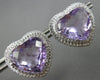 LARGE 25.55CT DIAMOND & AAA AMETHYST 14K WHITE GOLD HEART SHAPE CLIP ON EARRINGS