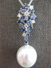 .80CT DIAMOND & SAPPHIRE & AAA SOUTH SEA PEARL 18KT WHITE GOLD TEAR DROP PENDANT