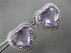 LARGE 25.55CT DIAMOND & AAA AMETHYST 14K WHITE GOLD HEART SHAPE CLIP ON EARRINGS