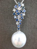 .80CT DIAMOND & SAPPHIRE & AAA SOUTH SEA PEARL 18KT WHITE GOLD TEAR DROP PENDANT