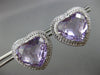LARGE 25.55CT DIAMOND & AAA AMETHYST 14K WHITE GOLD HEART SHAPE CLIP ON EARRINGS