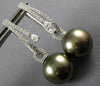 .79CT DIAMOND & AAA TAHITIAN PEARL 18KT WHITE GOLD 3D TEAR DROP HANGING EARRINGS