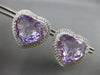 LARGE 25.55CT DIAMOND & AAA AMETHYST 14K WHITE GOLD HEART SHAPE CLIP ON EARRINGS