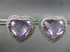 LARGE 25.55CT DIAMOND & AAA AMETHYST 14K WHITE GOLD HEART SHAPE CLIP ON EARRINGS