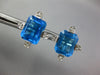 LARGE 10.1CT DIAMOND & AAA BLUE TOPAZ 14KT WHITE GOLD EMERALD CUT STUD EARRINGS