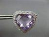 LARGE 25.55CT DIAMOND & AAA AMETHYST 14K WHITE GOLD HEART SHAPE CLIP ON EARRINGS
