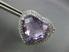 LARGE 25.55CT DIAMOND & AAA AMETHYST 14K WHITE GOLD HEART SHAPE CLIP ON EARRINGS