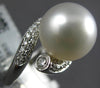 ESTATE LARGE .39CT DIAMOND & AAA SOUTH SEA PEARL 18K WHITE GOLD CRISS CROSS RING