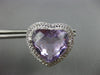 LARGE 25.55CT DIAMOND & AAA AMETHYST 14K WHITE GOLD HEART SHAPE CLIP ON EARRINGS
