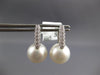 LARGE .61CT DIAMOND & AAA SOUTH SEA PEARL 18K WHITE GOLD HUGGIE HANGING EARRINGS