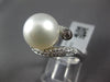 ESTATE LARGE .39CT DIAMOND & AAA SOUTH SEA PEARL 18K WHITE GOLD CRISS CROSS RING