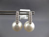 LARGE .61CT DIAMOND & AAA SOUTH SEA PEARL 18K WHITE GOLD HUGGIE HANGING EARRINGS